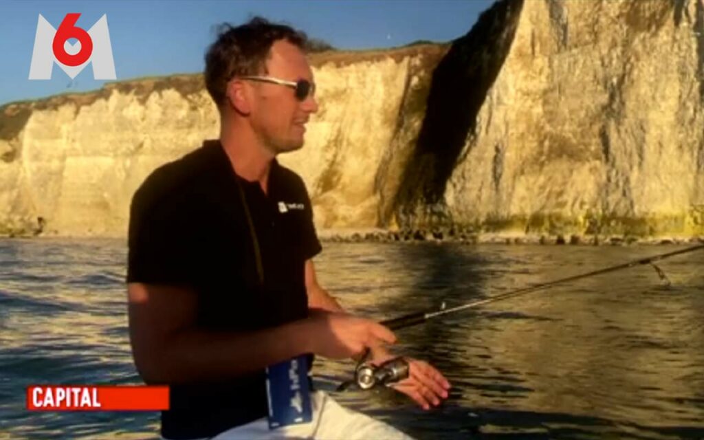 Guillaume fishing at sea in Dieppe on "Capital" on M6