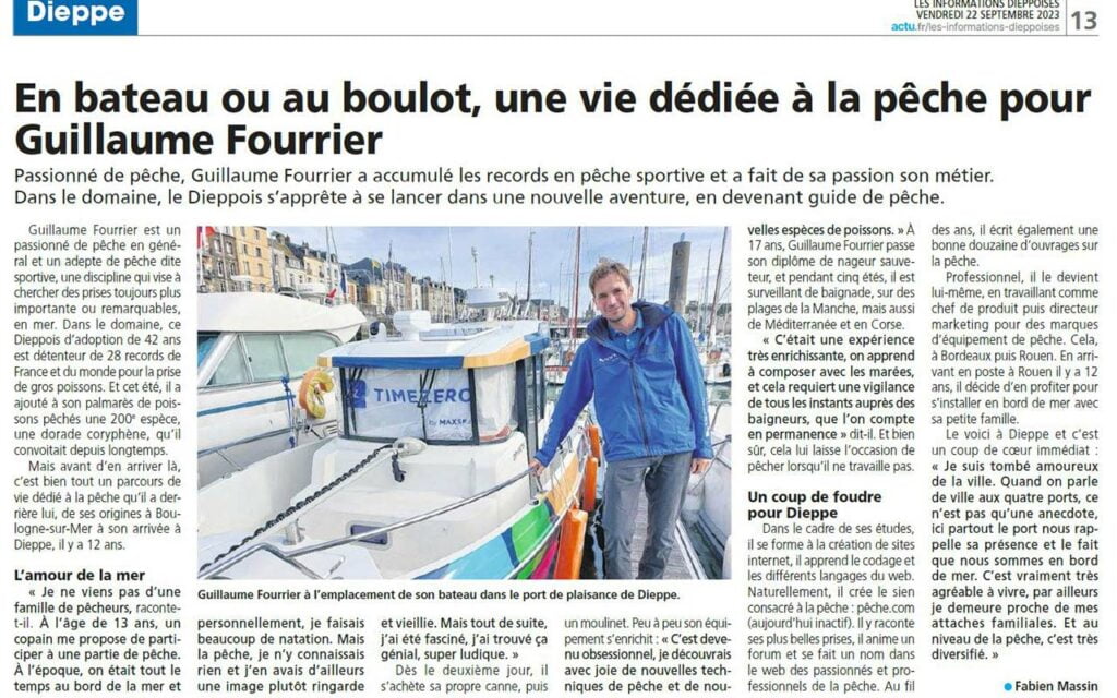 Interview with Guillaume Fourrier on the sea fishing guide activity in Dieppe, Normandy