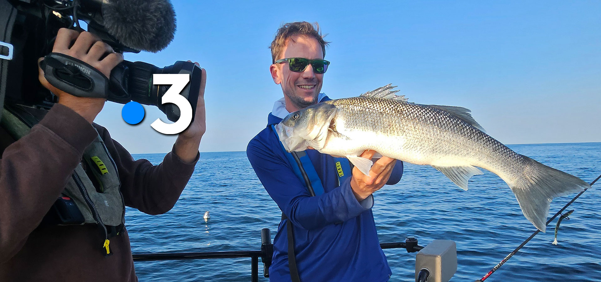 Trophy sea bass fishing on the France 3 French TV news