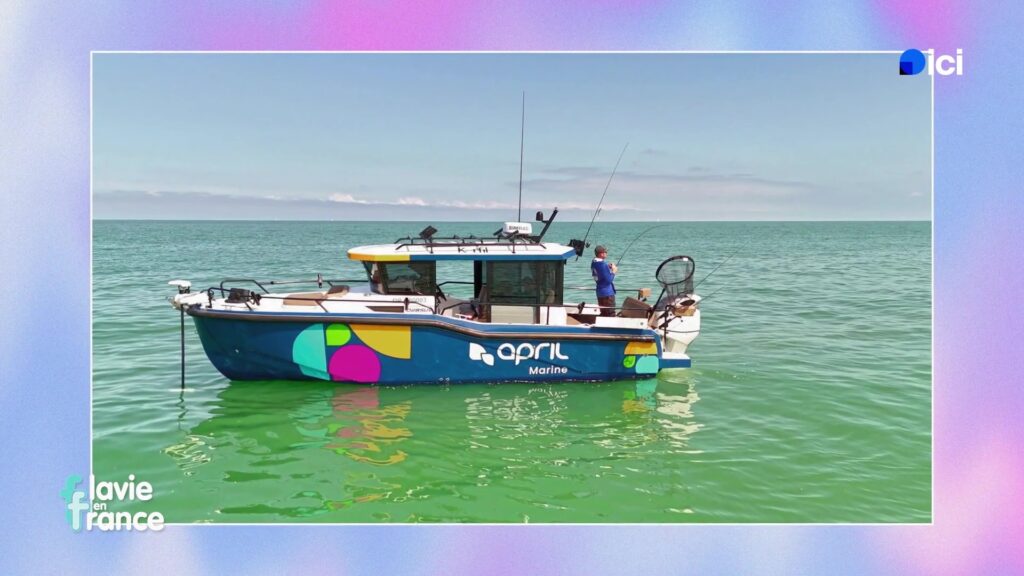 Guillaume Fourrier’s boat, used to take clients offshore along the Normandy coast.